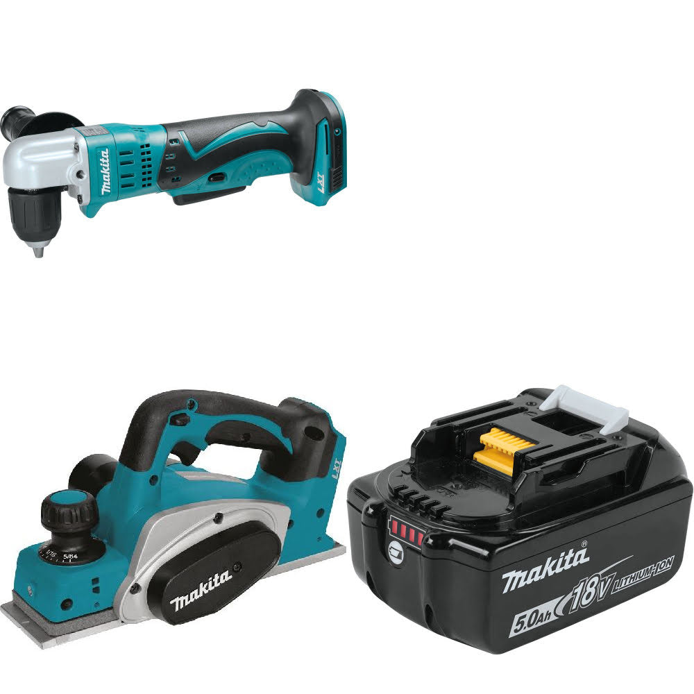 Makita XAD02Z 18V LXT Angle Drill, Bare W/ XPK01Z 18V Planer & FREE Battery