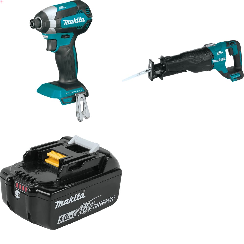 Makita XDT13Z 18V LXT Impact Driver w/ XRJ05Z 18V Recip Saw, Bare & FREE Battery