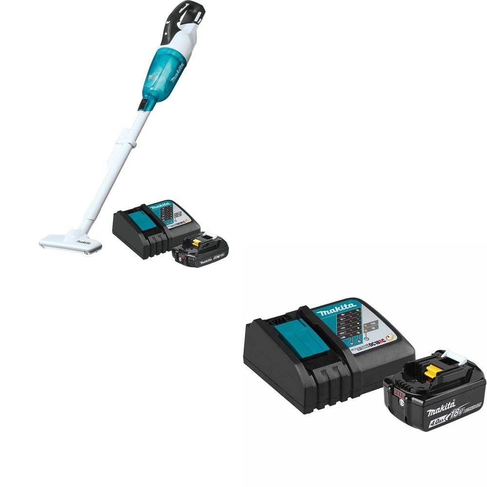 Makita XLC03R1WX4 18V LXT Compact Cordless Vacuum Kit, Trigger w/ Lock W/ ADBL1840BDC1 Battery