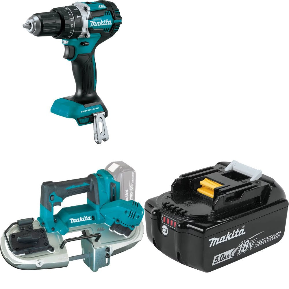 Makita XPH12Z Driver-Drill Kit W/ XBP04Z Band Saw and FREE BL1850B Battery
