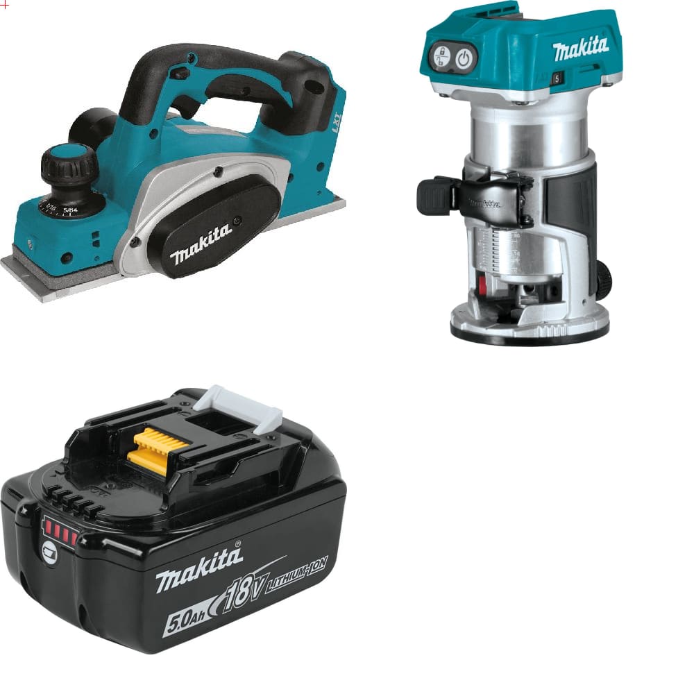 Makita XPK01Z 18V LXT 3-1/4" Planer w/ XTR01Z 18V Router & FREE 18V Battery