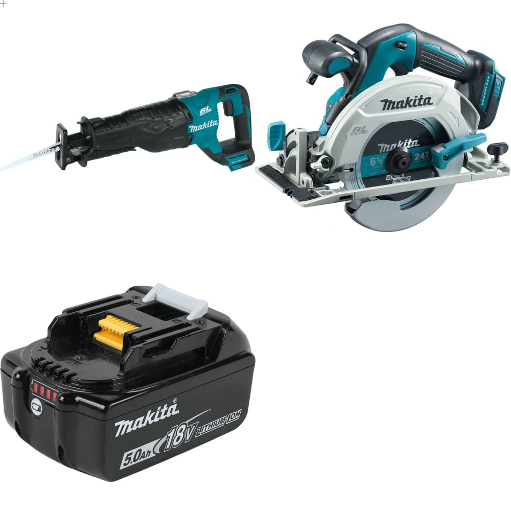 Makita XRJ05Z 18V LXT Recip Saw w/ XSH03Z 18V Circ Saw, Bare & FREE 18V Battery