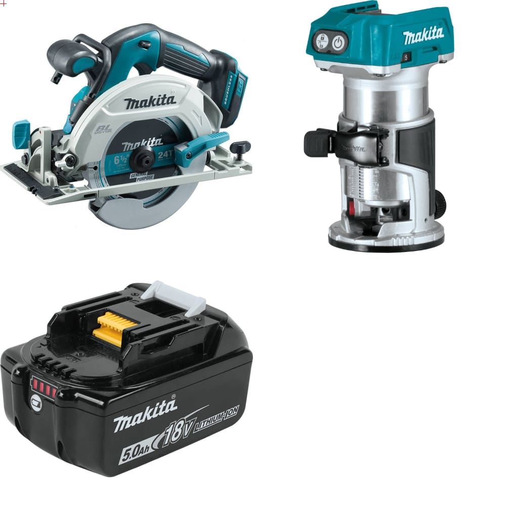 Makita XSH03Z 18V LXT Circ Saw w/ XTR01Z 18V Router, Bare & FREE 18V Battery