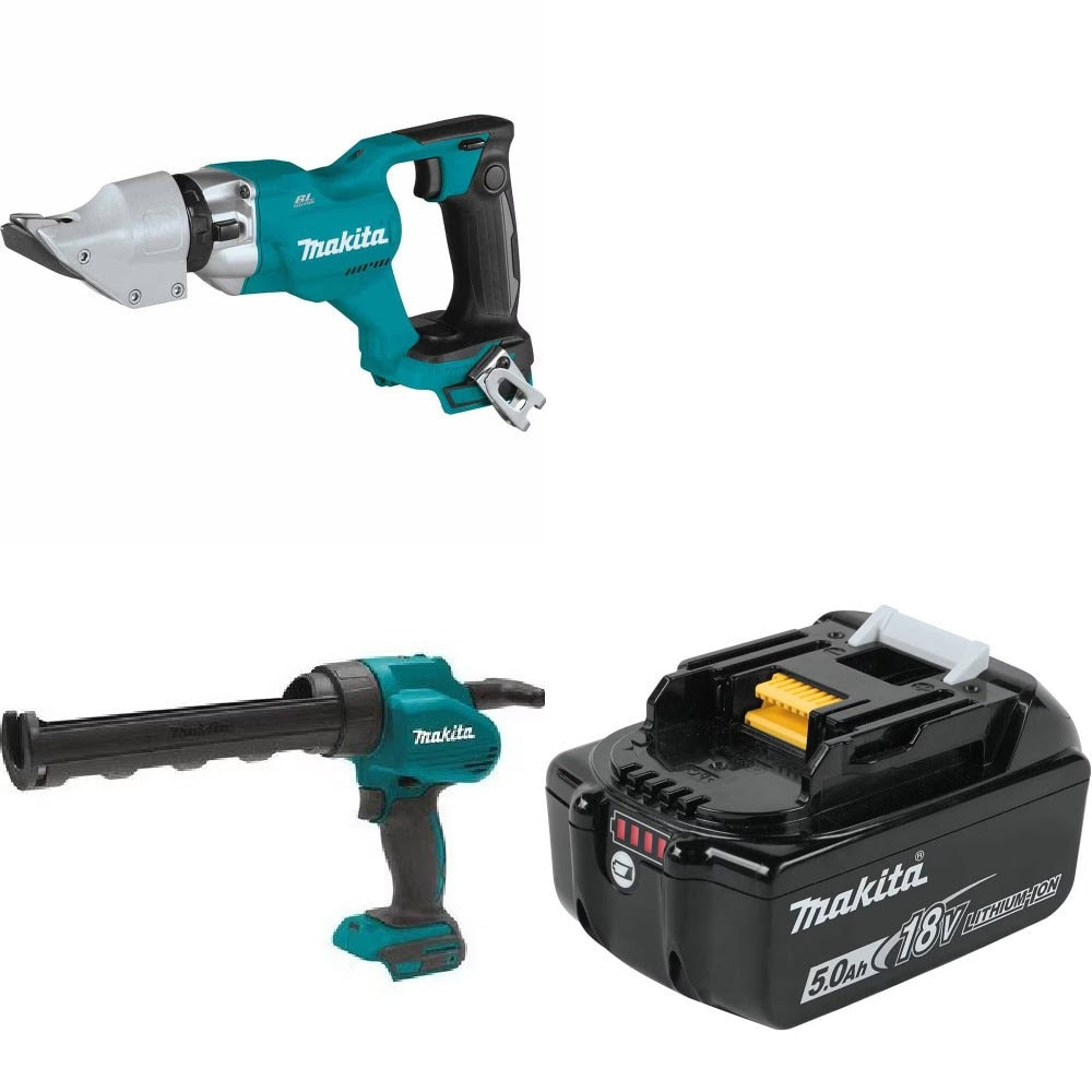 Makita XSJ03Z Straight Shear Kit W/ Caulk Gun and FREE 5.0Ah Battery
