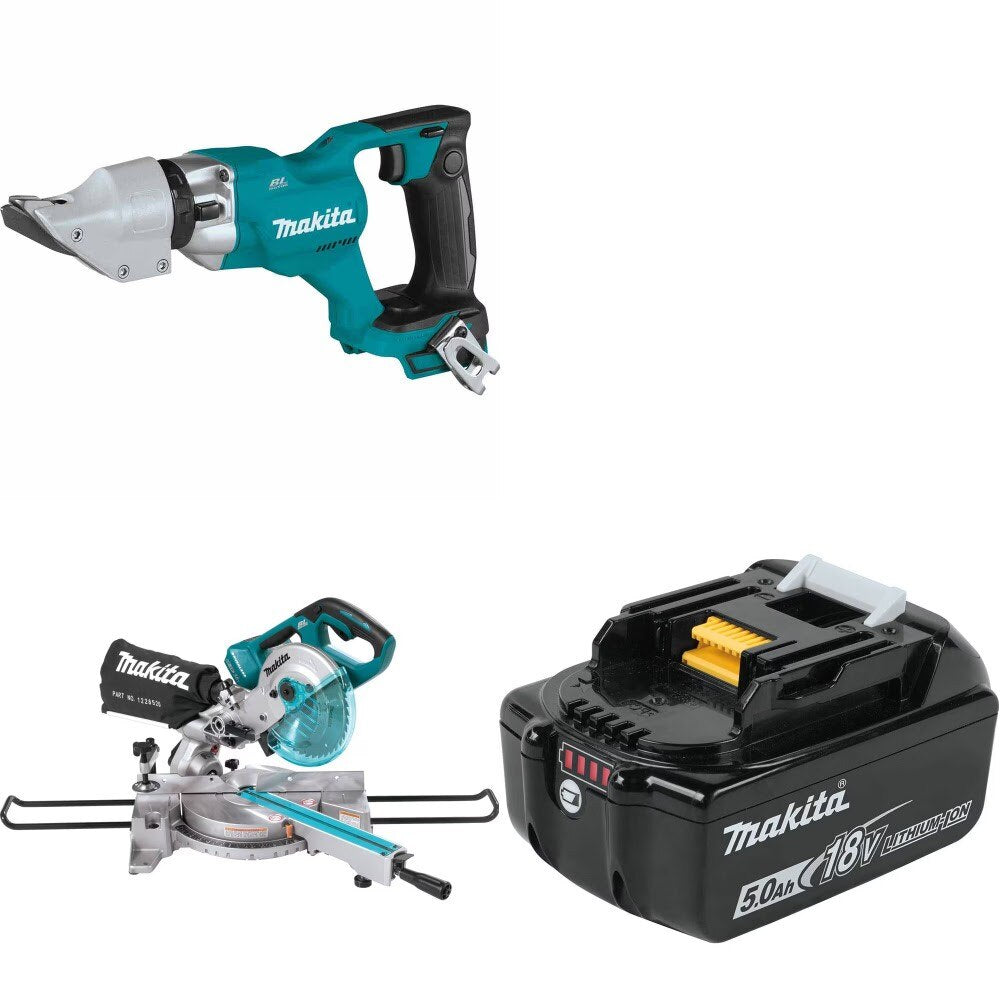 Makita XSJ03Z Straight Shear Kit W/ Miter Saw and FREE BL1850B Battery