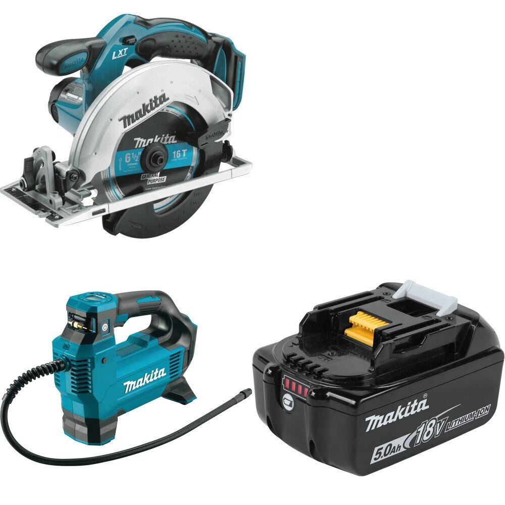 Makita XSS02Z 18V Circular Saw Kit W/ DMP181ZX Inflator and FREE BL1850B Battery
