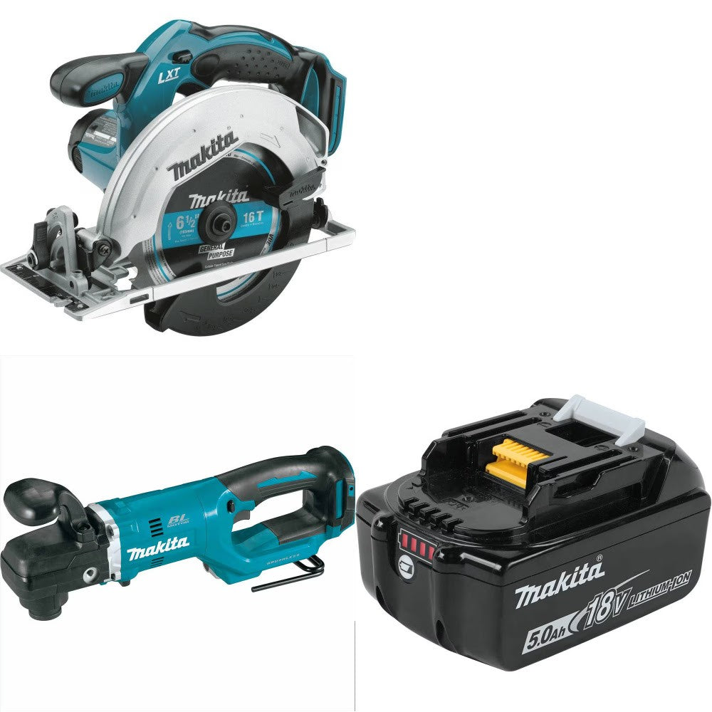 Makita XSS02Z Circular Saw Kit W/ XAD06Z Right Angle Drill and FREE BL1850B Battery