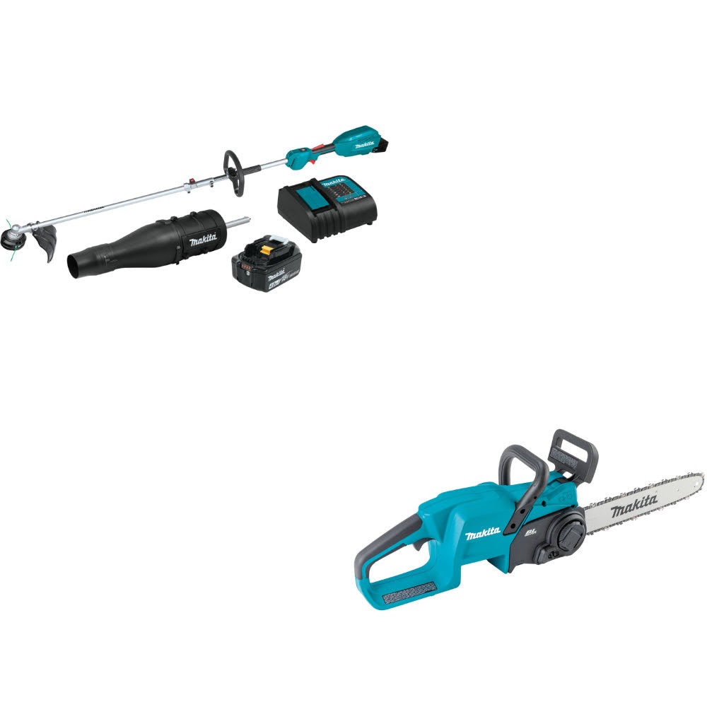 Makita XUX02SM1X3 18V LXT Power Head Kit W/ FREE XCU11Z 18V LXT 14" Chain Saw