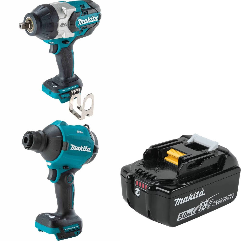 Makita XWT19Z 1/2" Impact Wrench Kit W/ XSA01Z Blower/Inflator and FREE BL1850B Battery