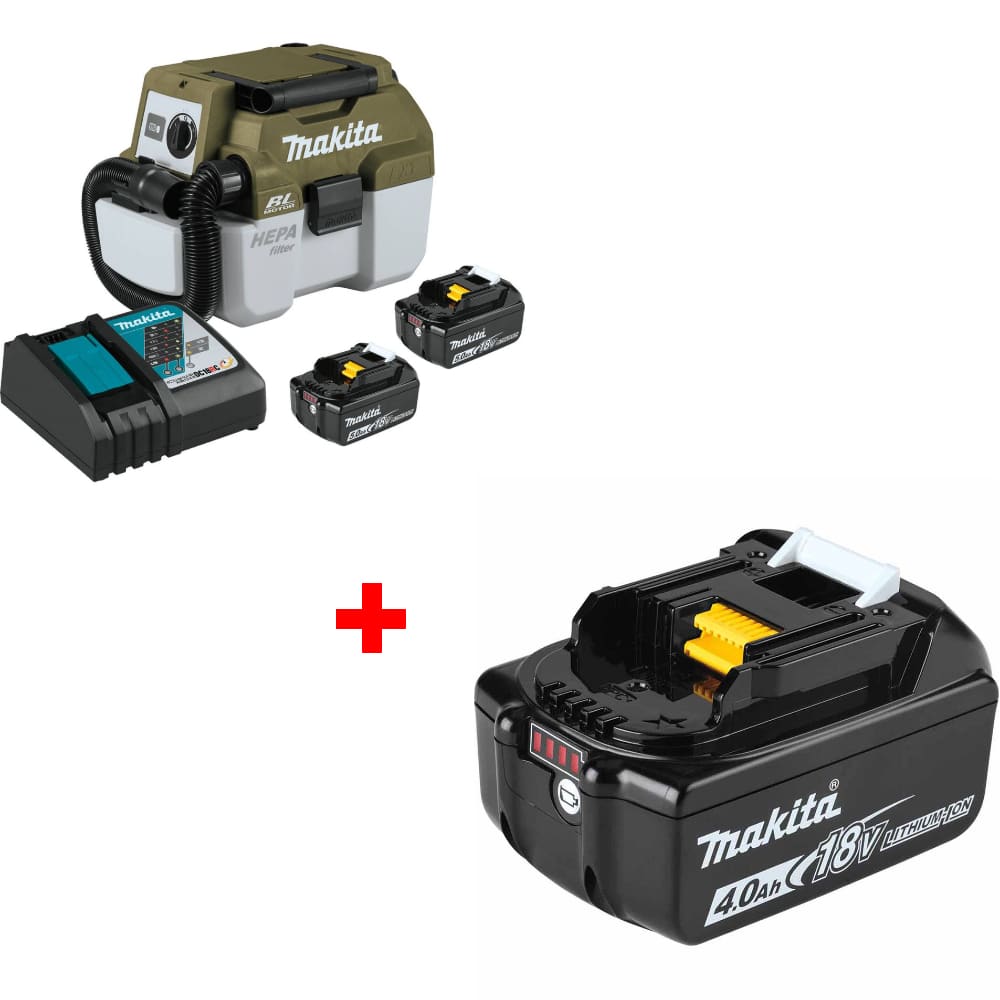 Makita ADCV11T 18V LXT Wet/Dry Vacuum Kit w/ FREE ADBL1840B 18V LXT Battery