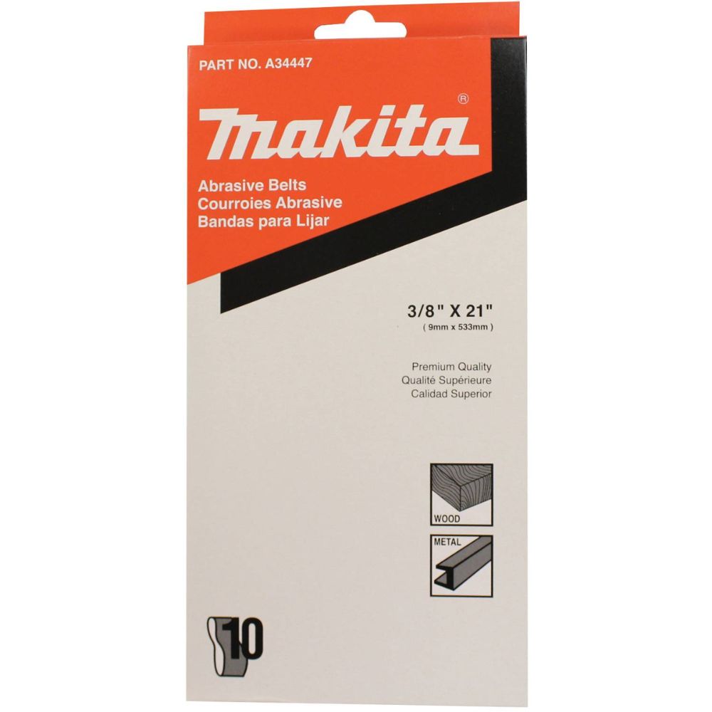 Makita A-34447 3/8" X 21" Abrasive Belt, 40 GRIT 10/PK, 9032