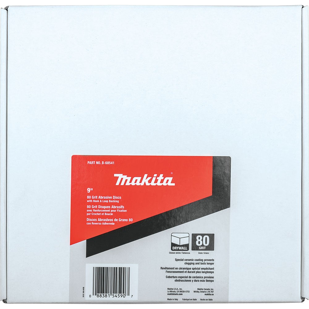 Makita B-68541 9" Round Abrasive Disc, Hook & Loop, 80 Grit, 25 Pack