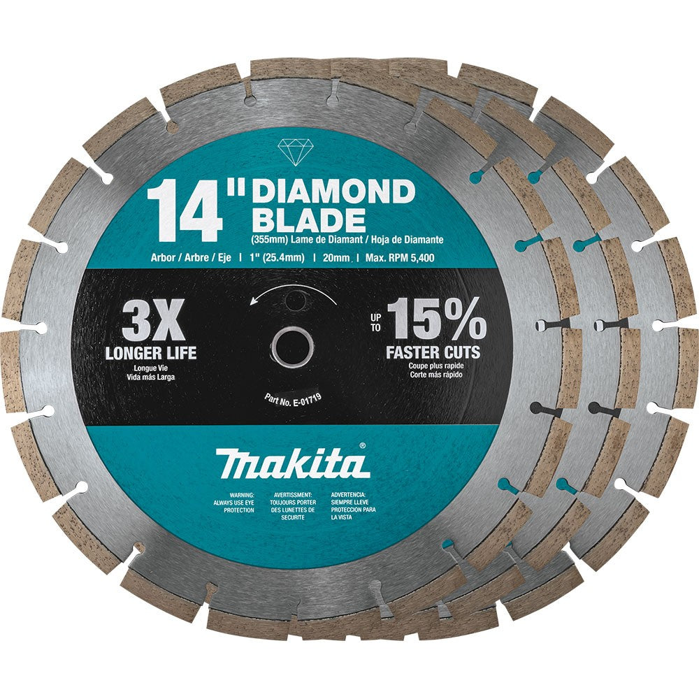 Makita B-69646 14" Diamond Blade, Segmented, Contractor, 3 Pack