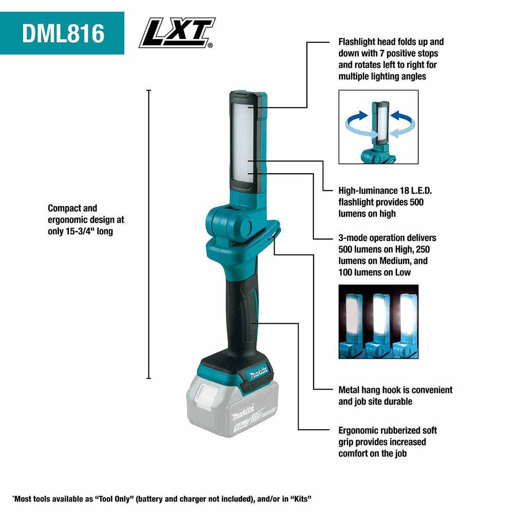 Makita DML816 18V LXT Cordless 18 L.E.D. Flashlight (Flashlight Only)