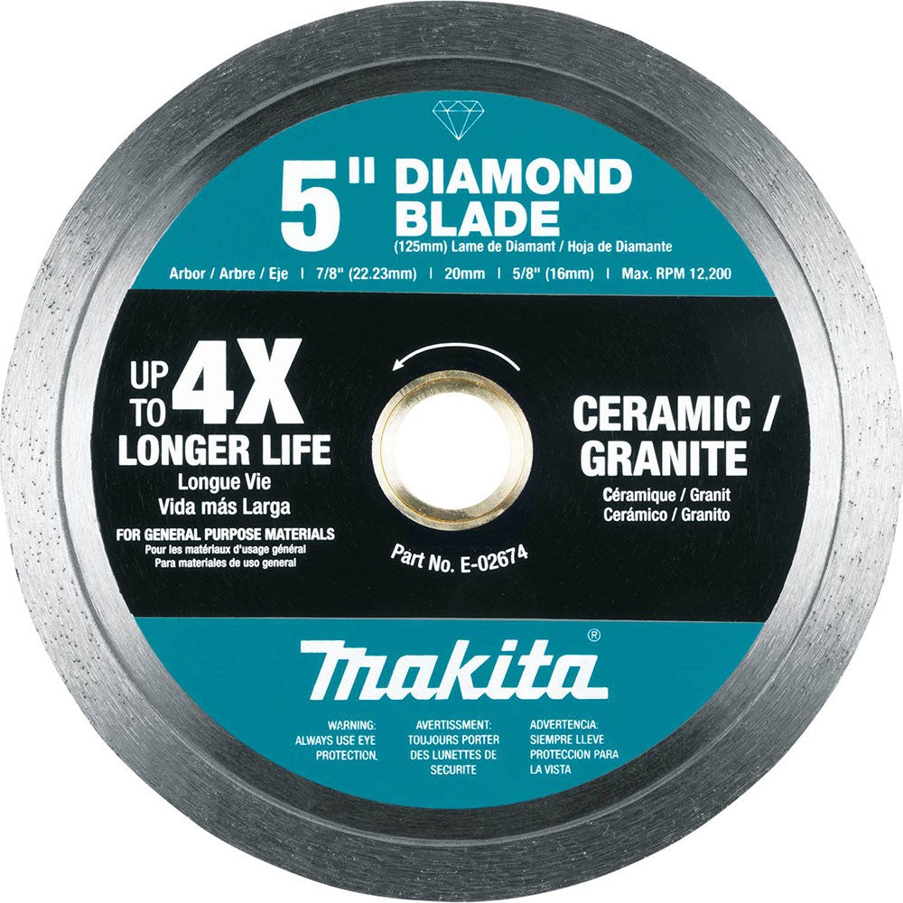 Makita E-02674 5" Diamond Blade, Continuous Rim, General Purpose