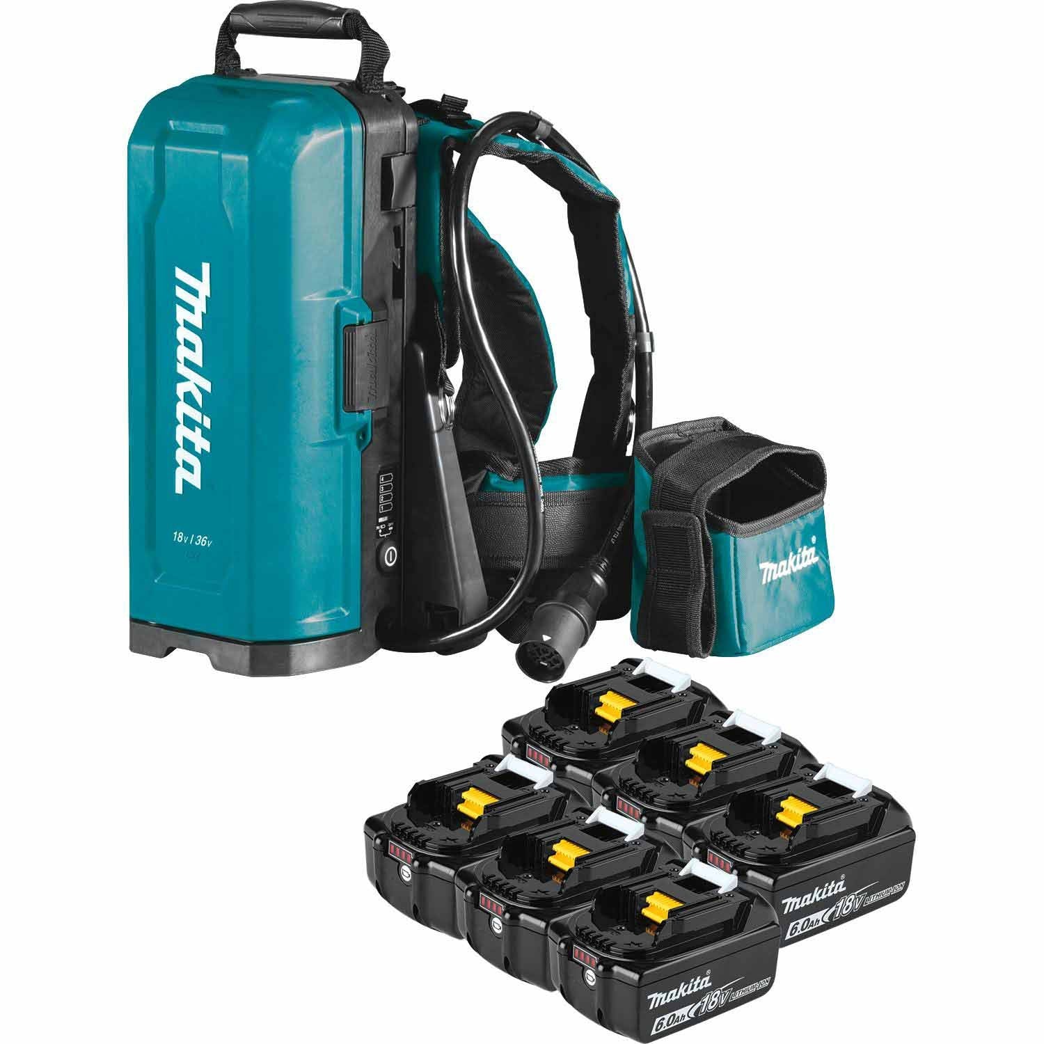 Makita PDC01G6 LXT® and LXT® X2 (36V) Portable Backpack Power Supply, 6 ea. BL1860B battery (6.0Ah)