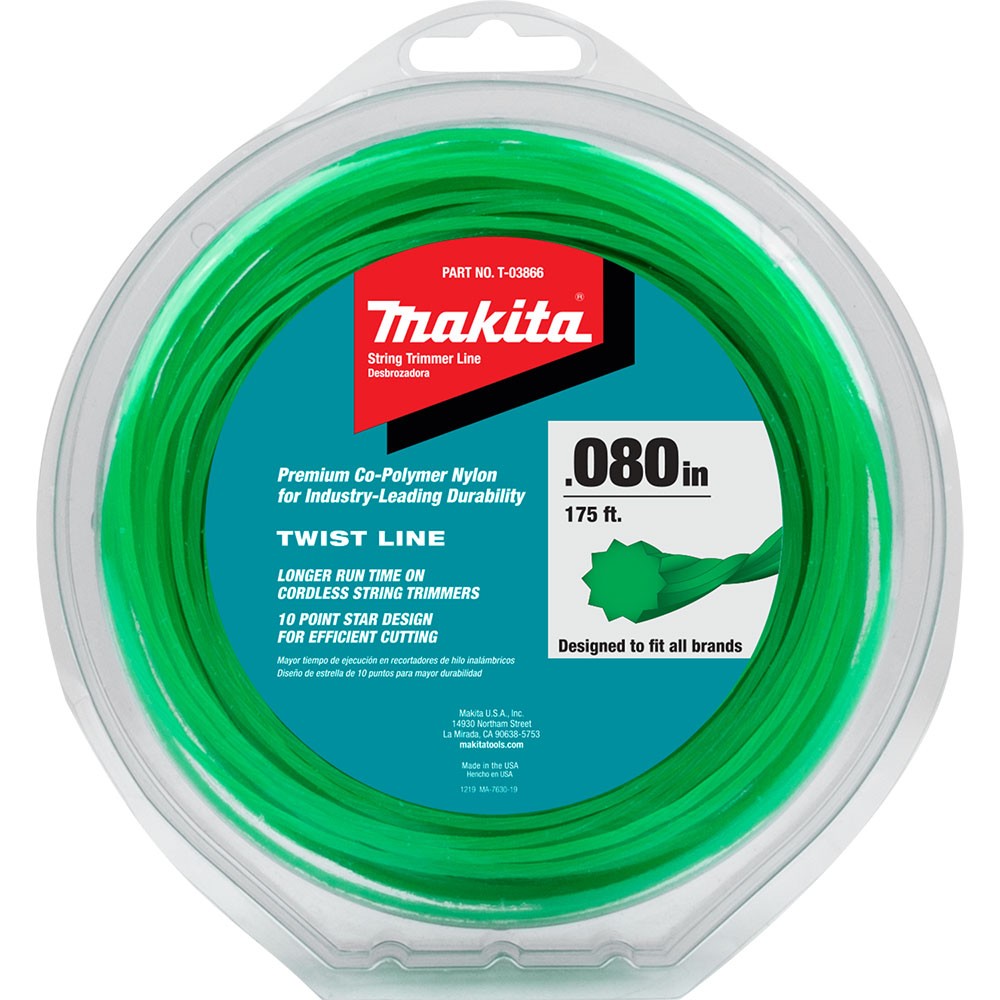 Makita T-03866 Twisted Trimmer Line, 0.080”, Green, 175’, 1/2 lbs.