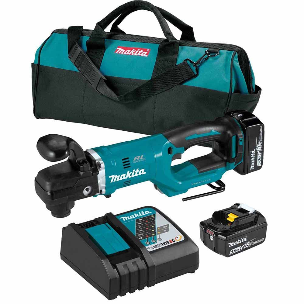 Makita XAD06T 18V LXT Lithium-Ion Brushless Cordless 7/16" Hex Right Angle Drill Kit (5.0Ah)