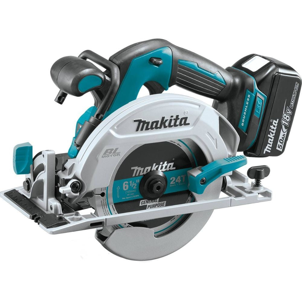 Makita XT707PT 18V LXT Lithium-Ion Brushless Cordless 7 Pc. Combo Kit, XPH14Z, XDT14Z, XRJ05Z, XSH03Z, XAG04Z, XRM06B, DML815, Dual Port Charger, Bag (5.0Ah)