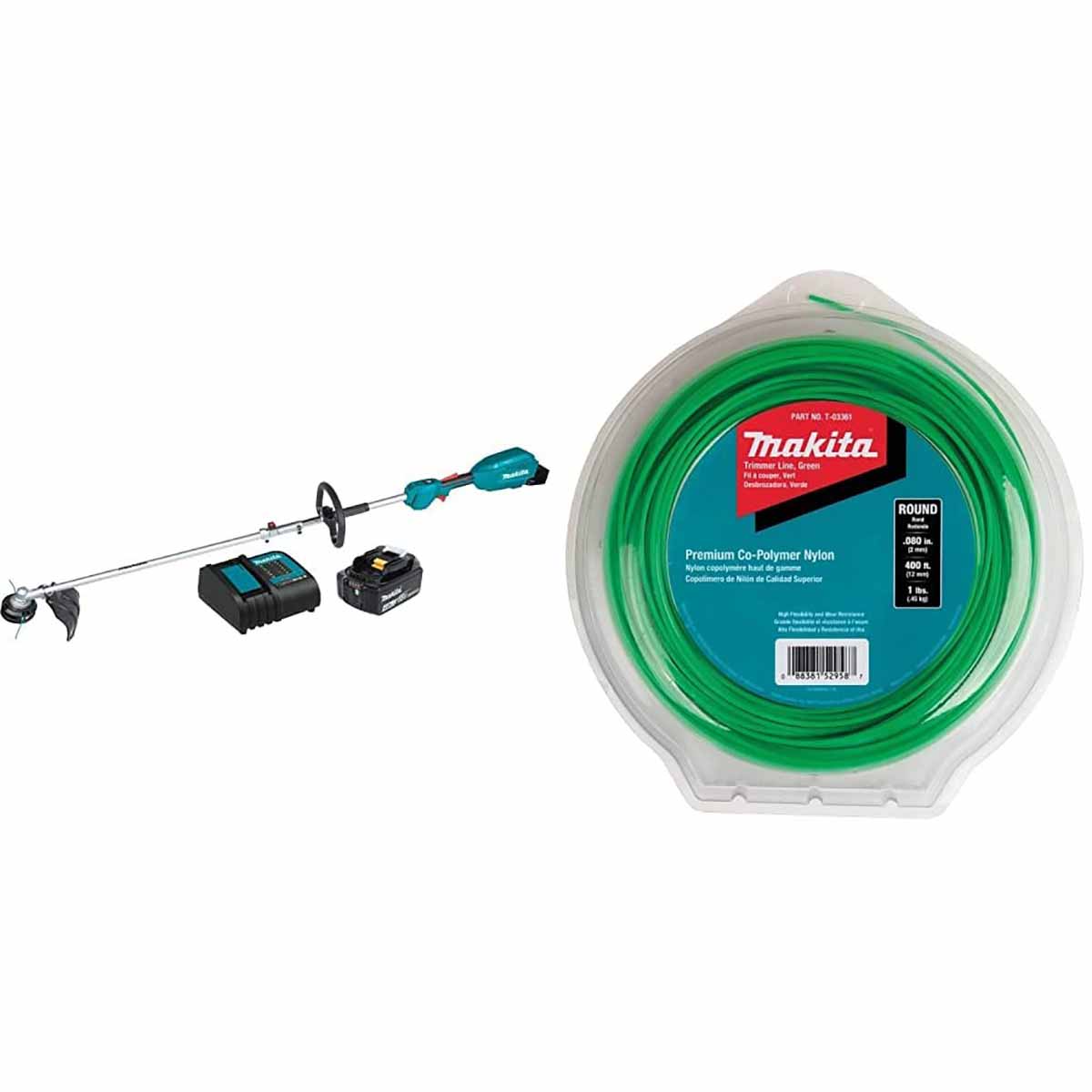 Makita XUX02SM1X1 18V LXT® Lithium-Ion Brushless Cordless Couple Shaft Power Head Kit With 13" String Trimmer Attachment, with One Battery (4.0Ah)