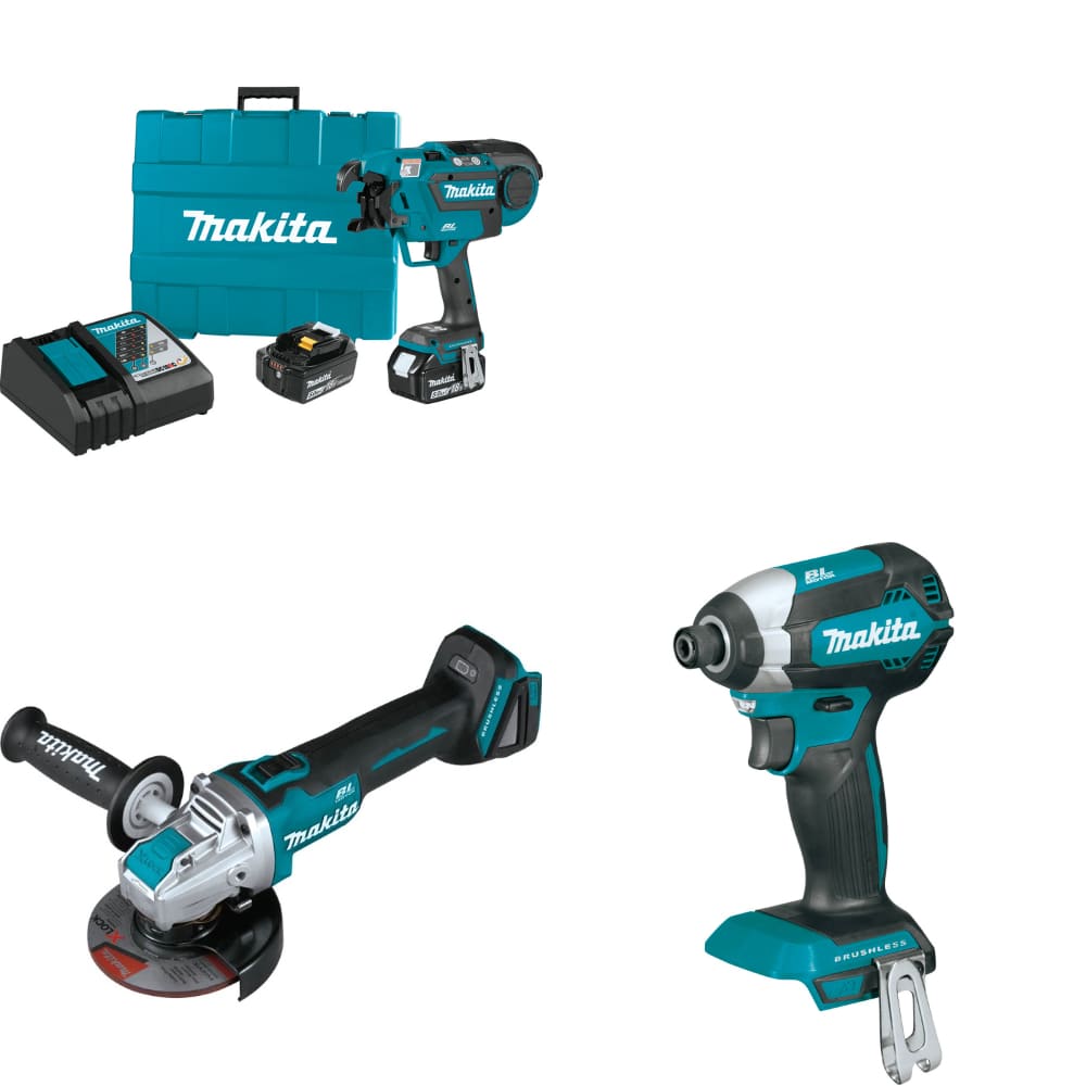 Makita XRT01TK 18V Rebar Tying Tool Kit W/ FREE XAG25Z Grinder & Impact Driver